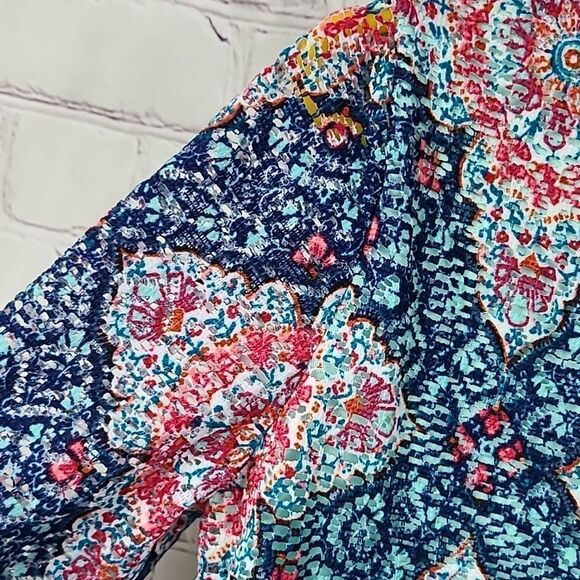 Rare Editions Girls Navy Lace Overlay Medallion Print Colorful Shift Dress Sz 6 - Picture 5 of 11